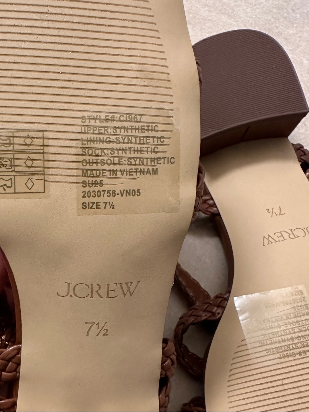 NWT J.Crew Braided Strappy Sandals in Chocolate Brown - Picture 7 of 11
